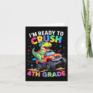 Tarjeta De vuelta a la escuela niños dinosaurio estoy list