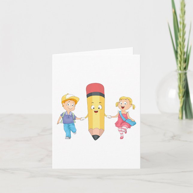 Tarjeta De vuelta a la escuela Personalizado Lápiz feliz y (Subido por el creador)