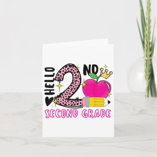 Tarjeta De Vuelta A La Escuela Primer Día Hola Segundo Gra (Anverso)