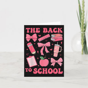 Tarjeta De Vuelta A La Escuela Rosa Coquette Bow Lápiz Edi