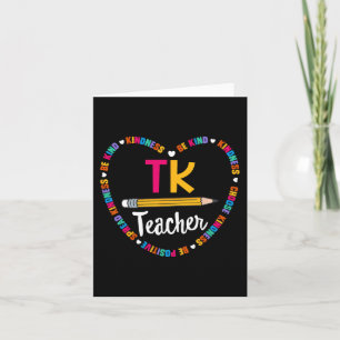 Tarjeta De vuelta a la escuela TK Teacher Transitorio Kind