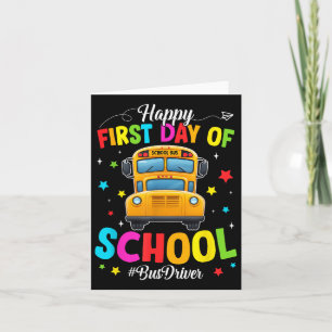 Tarjeta De Vuelta Al Autobús Escolar Feliz Primer Día O