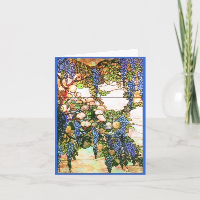 Tarjeta de Wisteria de Vidrio Manchado Tiffany (Anverso)