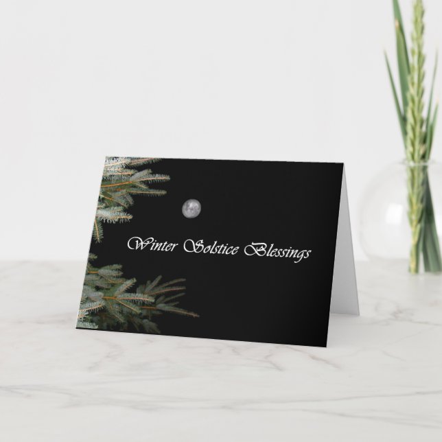 Tarjeta de Yule del árbol de la Luna Llena y de (Anverso)