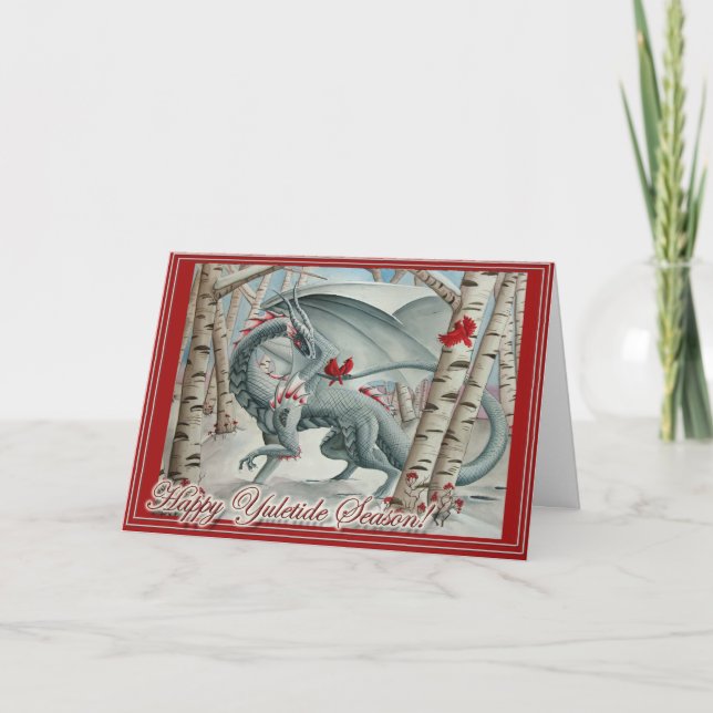 Tarjeta de Yule del navidad del dragón (Anverso)