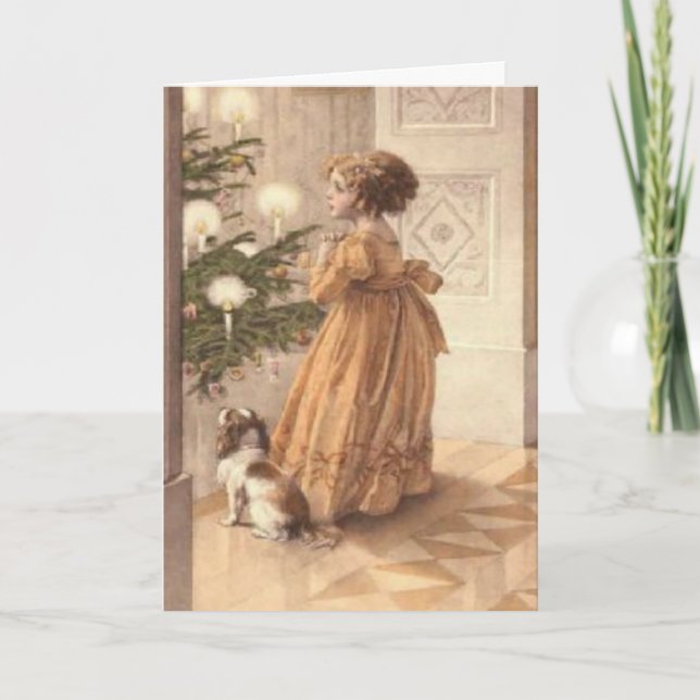 Tarjeta de Yule del vintage con el poema (Anverso)