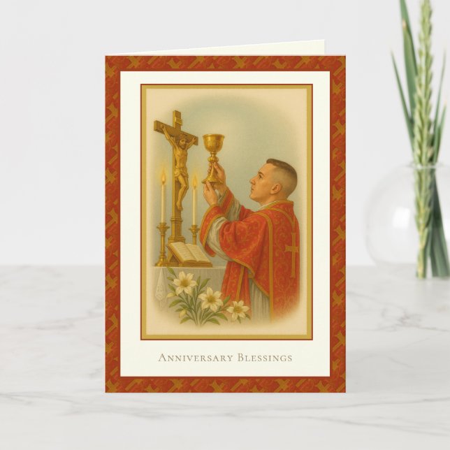 Tarjeta Déacon de la Ordenanza del Aniversario del Sacerdo (Anverso)