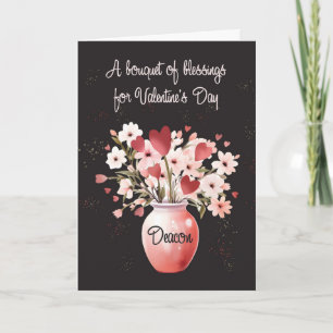 Tarjeta Deacon Religious Día de San Valentín Bouquet Bless