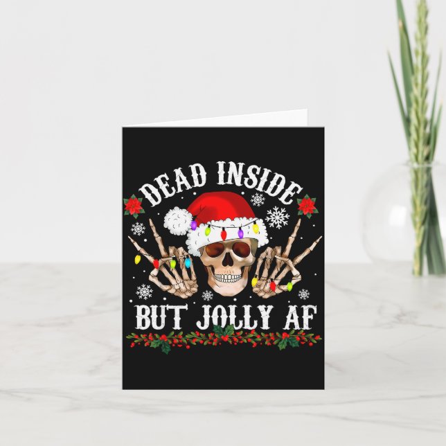 Tarjeta Dead Inside But Jolly Af Funny Christmas Funny Sku (Anverso)