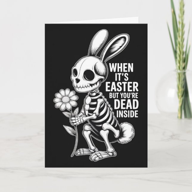 Tarjeta Dead Inside Skeleton Bunny Funny Easter Card (Anverso)