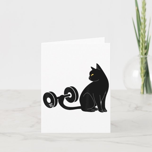 Tarjeta Deadlifting Cat Workout Gym Fitness Exercise Weigh (Anverso)
