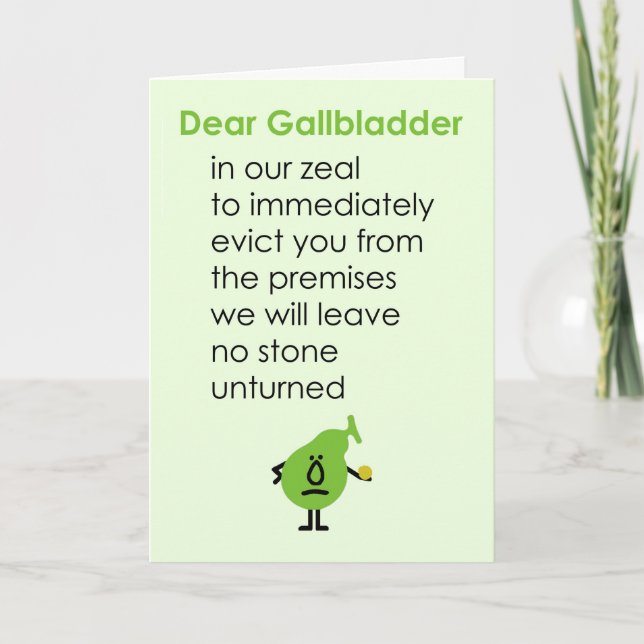 Tarjeta Dear Gallbladder A Funny Get Well Soon Poem (Anverso)