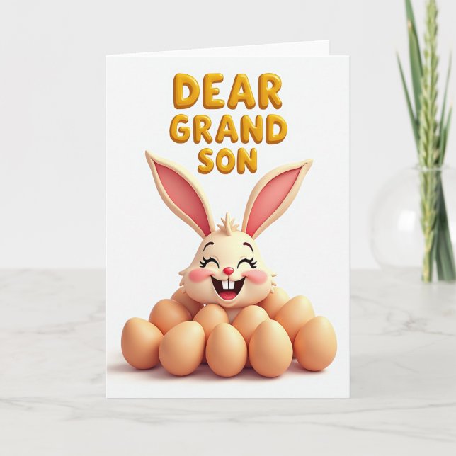 Tarjeta Dear Grandson Rabbit Art Card (Anverso)