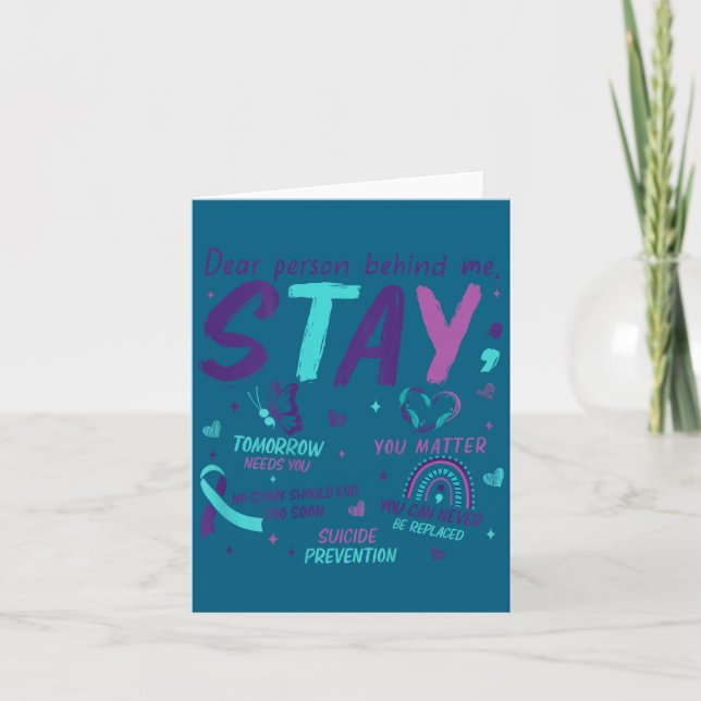 Tarjeta Dear Person Behind Me You Suicide Awareness  (Anverso)