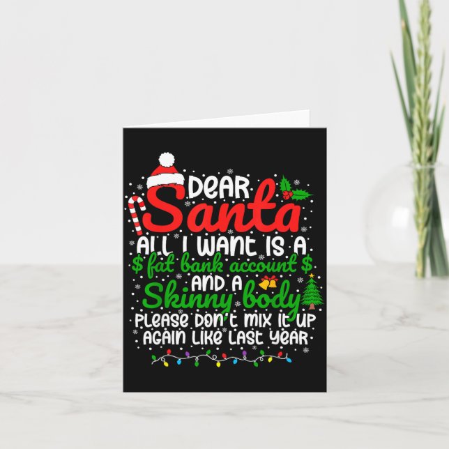 Tarjeta Dear Santa All I Want Is A Fat Bank Account Christ (Anverso)