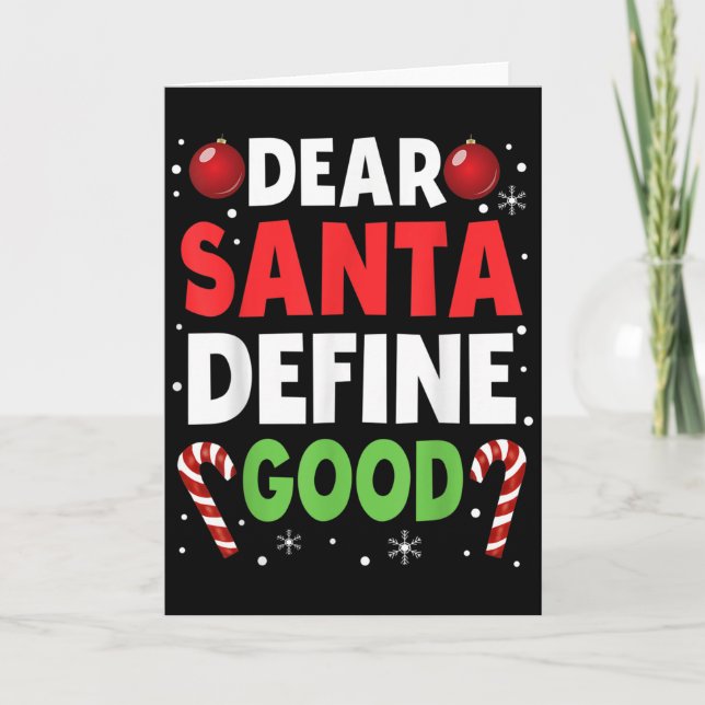 Tarjeta Dear Santa Define Good Christmas Naughty Pajama Ma (Anverso)