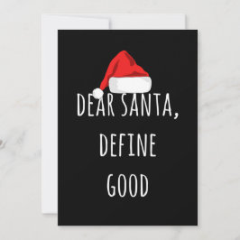Tarjeta Dear Santa Define Good Funny Christmas