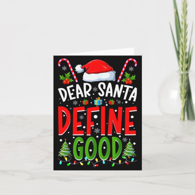 Tarjeta Dear Santa Define Good Matching Christmas Family S (Anverso)