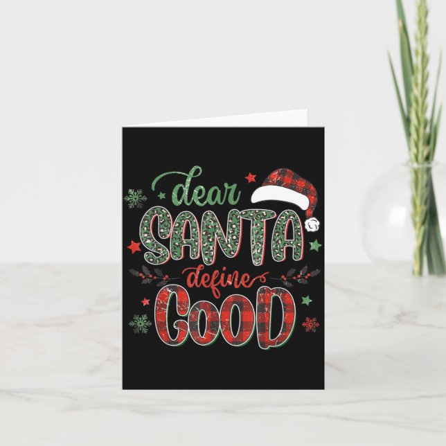 Tarjeta Dear Santa Define Good Tee Funny Christmas Matchin (Anverso)