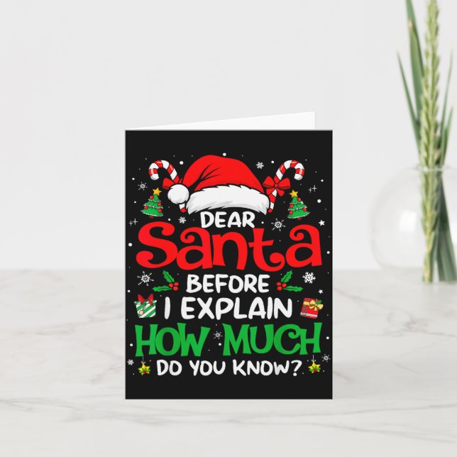 Tarjeta Dear Santa I Can Explain Funny Christmas Men Women (Anverso)