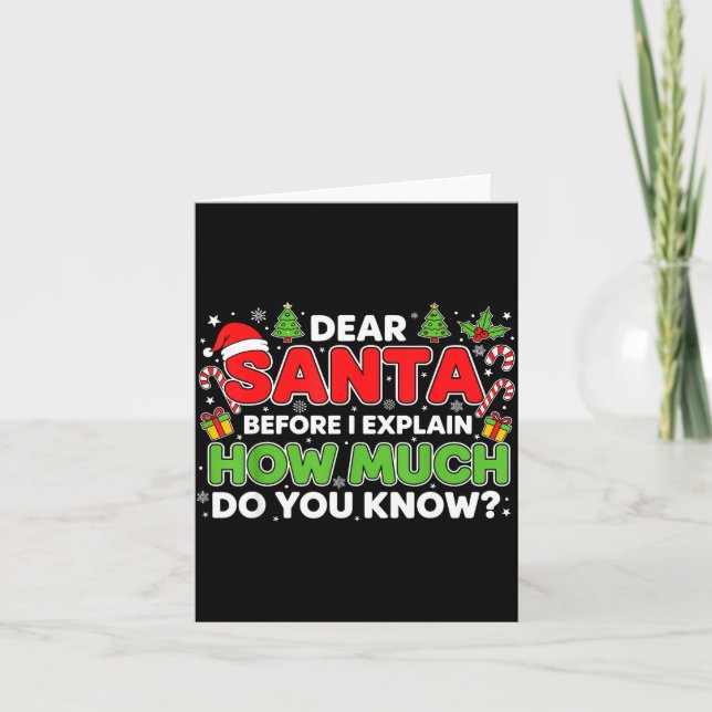 Tarjeta Dear Santa I Can Explain Funny Christmas Men Women (Anverso)