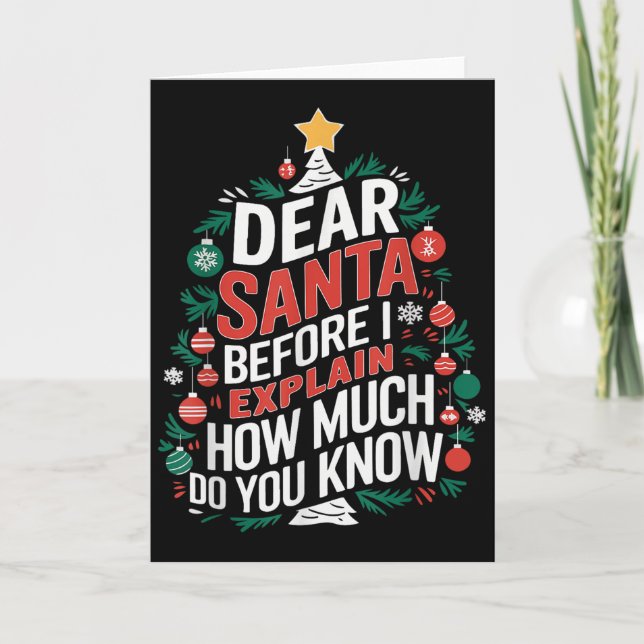 Tarjeta Dear Santa I Can Explain Funny Christmas Pjs Tree  (Anverso)