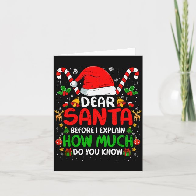 Tarjeta Dear Santa I Can Explain Funny Christmas Shirts Ki (Anverso)