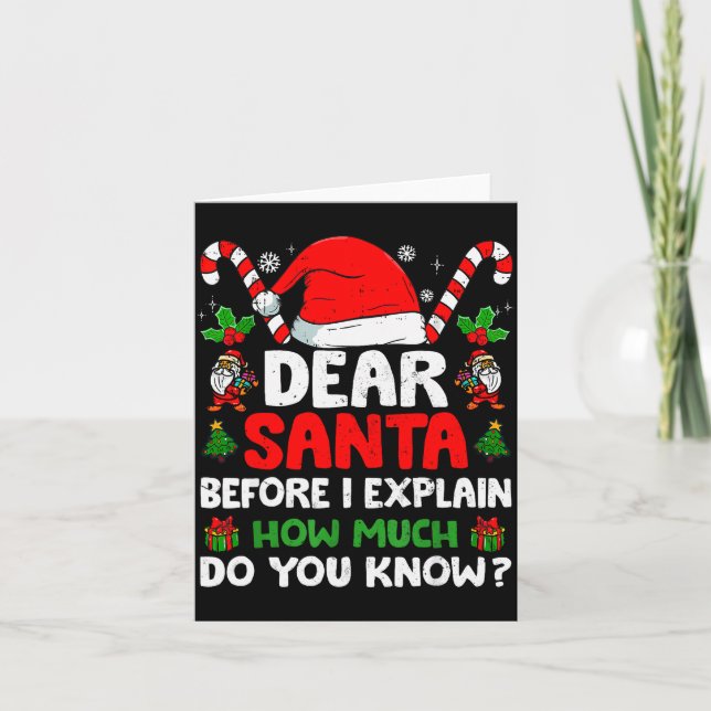 Tarjeta Dear Santa I Can Explain Funny Christmas Shirts Ki (Anverso)