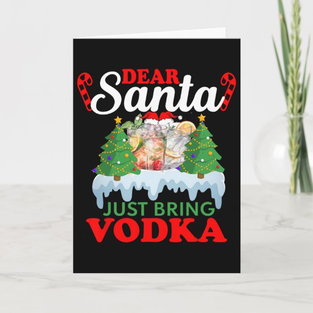 Tarjeta Dear Santa Just Bring Vodka Family Christmas Match (Anverso)