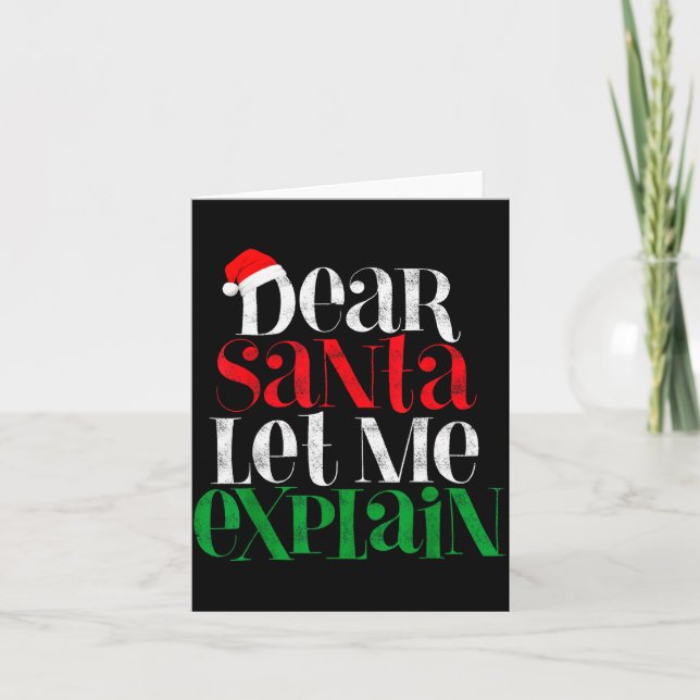 Tarjeta Dear Santa Let's Me Explain Funny Christmas Pajama (Anverso)
