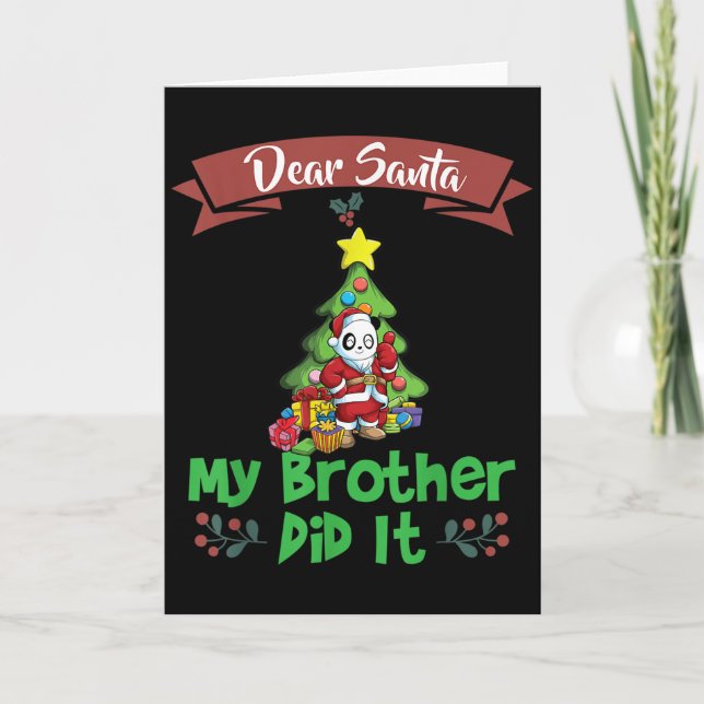 Tarjeta Dear Santa My Brother Did It Siblings Christmas  (Anverso)
