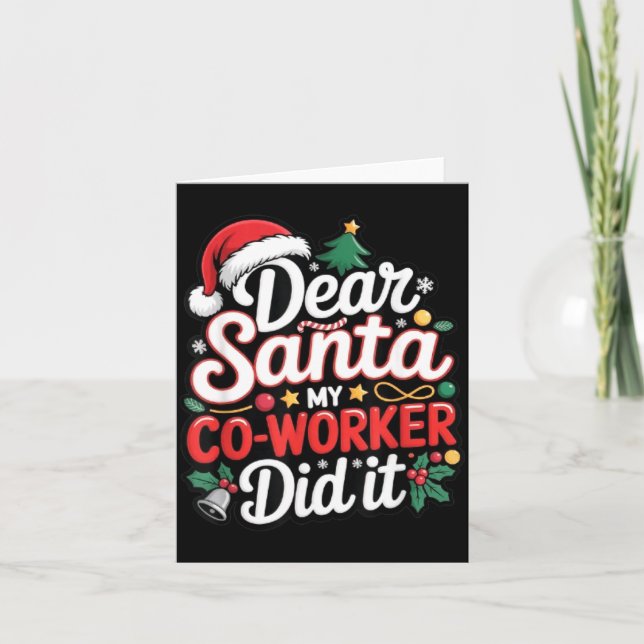 Tarjeta Dear Santa My Co-worker Did It Funny Christmas Cow (Anverso)