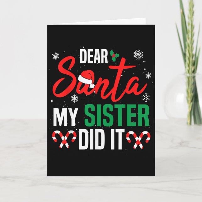 Tarjeta Dear Santa My Sister Did It Christmas Naughty Fami (Anverso)