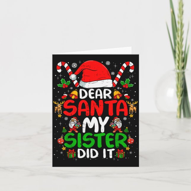 Tarjeta Dear Santa My Sister Did It Funny Christmas Boys G (Anverso)