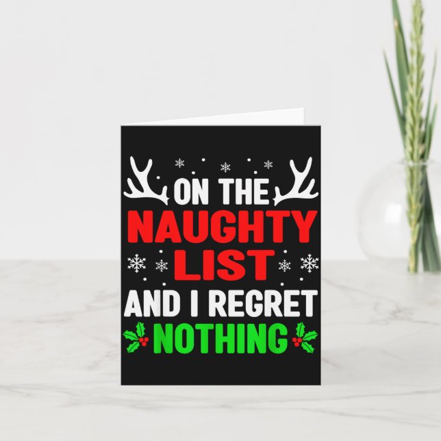 Tarjeta Dear Santa On Naughty List Funny Christmas Mens Wo (Anverso)
