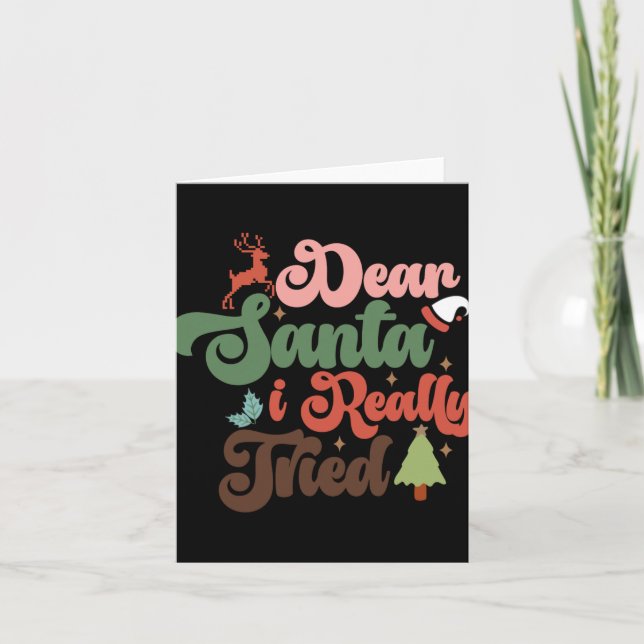 Tarjeta Dear Santa Retro Groovy Christmas Holidays T Shirt (Anverso)