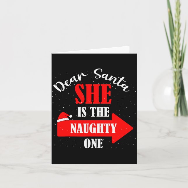 Tarjeta Dear Santa She Is The Naughty One Christmas Couple (Anverso)