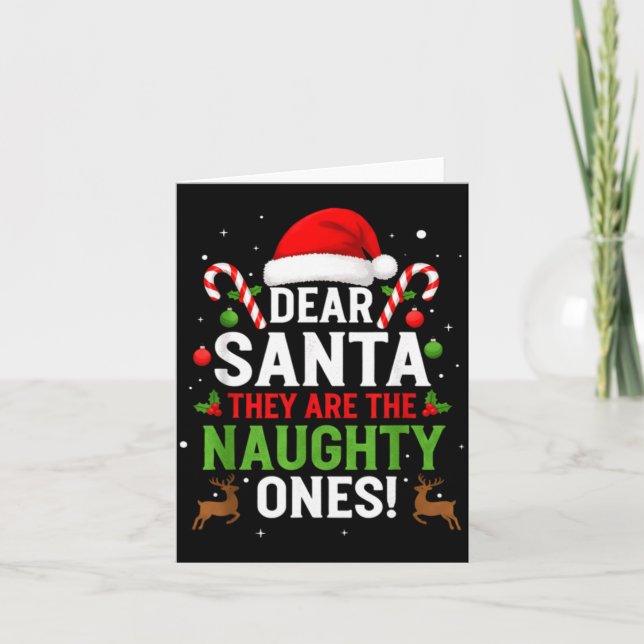 Tarjeta Dear Santa They Are The Naughty Ones Funny Christm (Anverso)