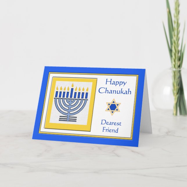Tarjeta Dearest Friend Chanukah Menorah (Anverso)