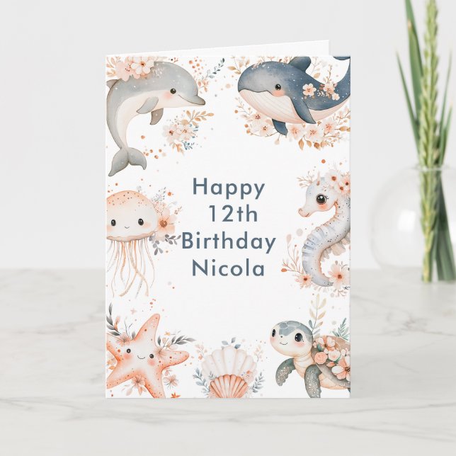 Tarjeta Debajo del mar: Fiesta de cumpleaños de los animal (Anverso)