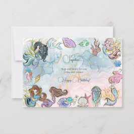 Tarjeta Debajo del mar Sirenas niños feliz cumpleaños