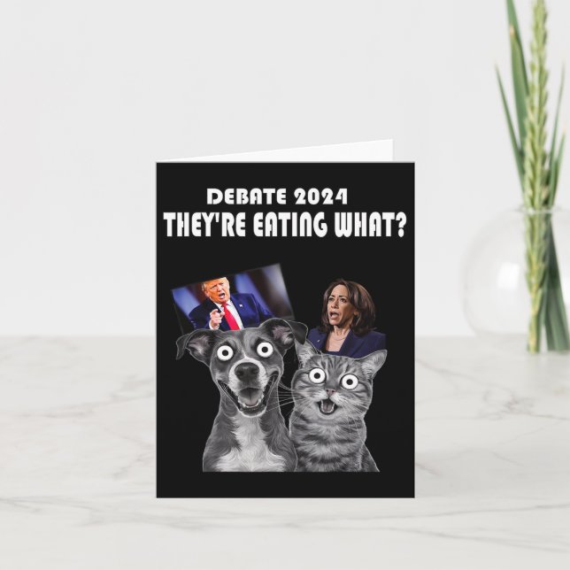 Tarjeta Debate Divertido Elección 2024 Mascotas Perro Gato (Anverso)
