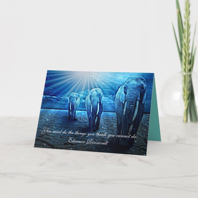 Tarjeta "Debes hacer las cosas" elefantes inspiradores (Anverso)