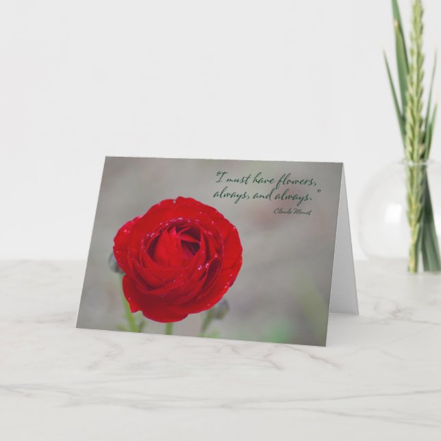 Tarjeta Debo tener flores, siempre, y siempre. (Anverso)