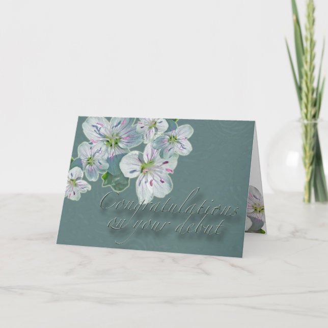 Tarjeta Debut Felicitaciones Spring Beauty Wildflower (Anverso)