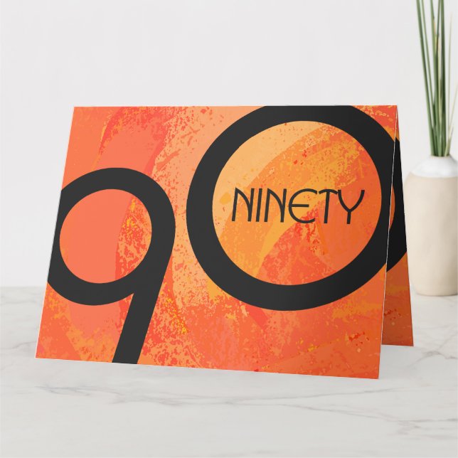 Tarjeta Década naranja 90 cumpleaños (Anverso)