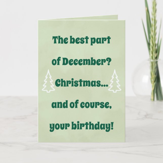 Tarjeta December Birthday & Christmas Card – Funny Holiday (Anverso)