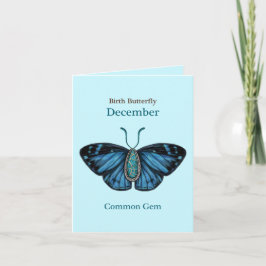 Tarjeta December Turquoise Common Gem Butterfly Art
