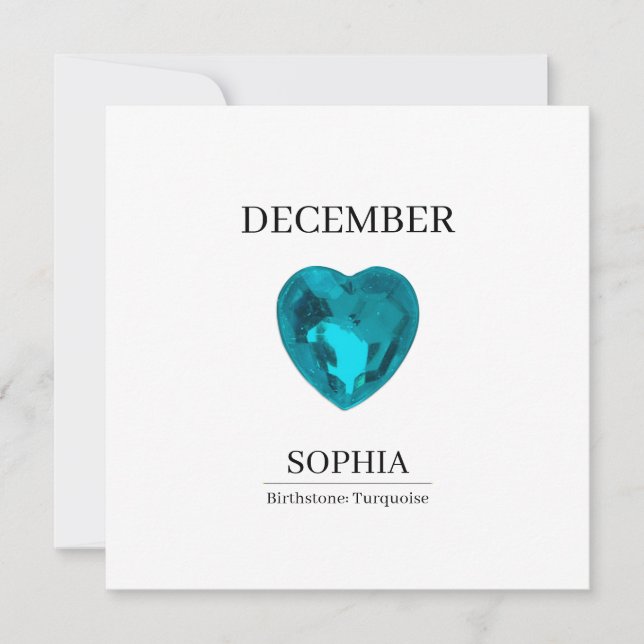 Tarjeta December Turquoise Personalized Birthday Card (Anverso)