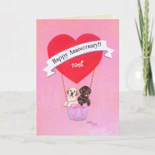 Tarjeta Décimo Aniversario de Boda Labradores